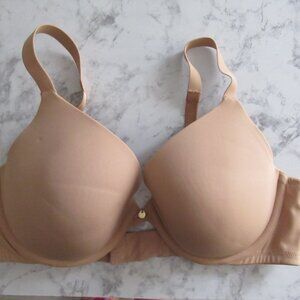 Ambrielle Bra 38D Everyday Convertible Plunge Push up Beige Tan Underwire Padded